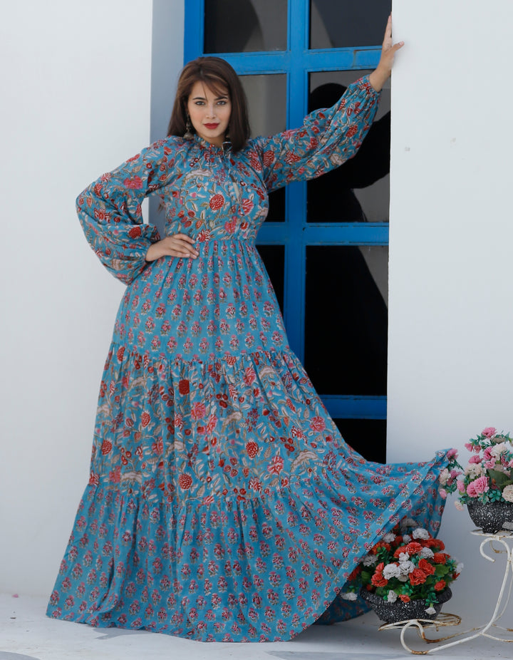 Nadia Maxi Gown Dress - Blue